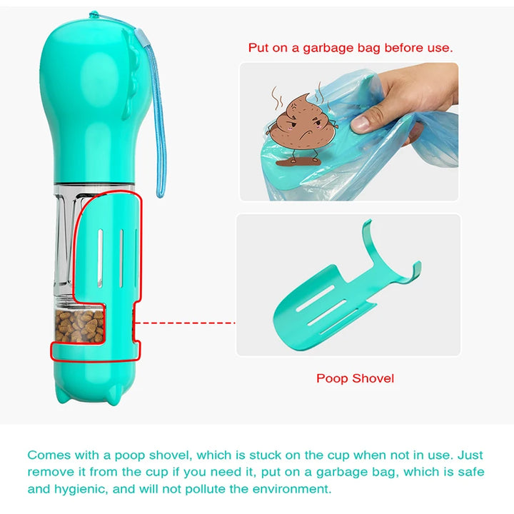 Pet Shop Hub™ Portable Water Bottle + Feeder and Plastic Dispenser