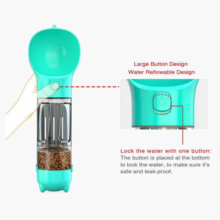 Pet Shop Hub™ Portable Water Bottle + Feeder and Plastic Dispenser